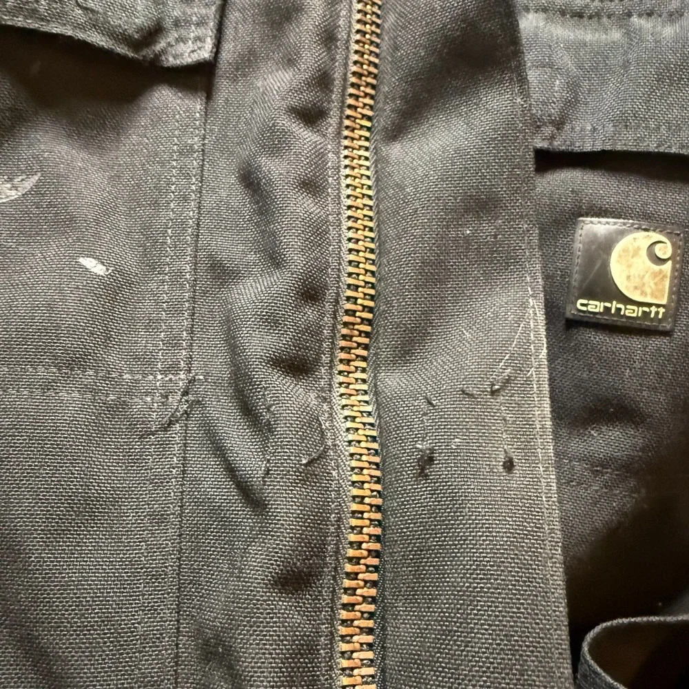 Carhartt Jacket‎ Mens Large Black C55 Arctic Yukon Work Thrashed Broken Zip - Picture 7 of 8